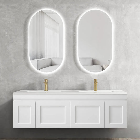 Otti Hampton Mark II Satin White Wall Hung Vanity 1500x455x445