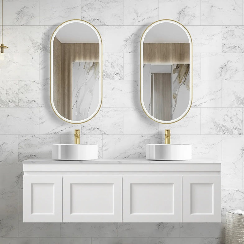 Otti Hampton Mark II Satin White Wall Hung Vanity 1500x455x445