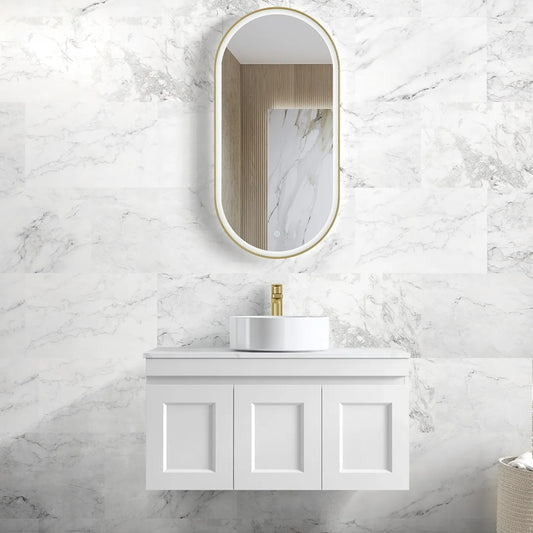 Otti Hampton Mark II Satin White Wall Hung Vanity 900x455x445