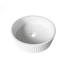 Otti Hudson Round Concrete Fluted White Basin 400mm