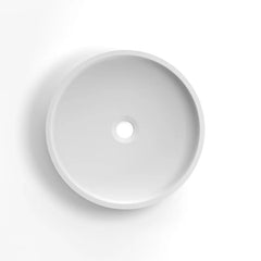 Otti Hudson Round Concrete Fluted White Basin 400mm