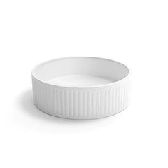 Otti Hudson Round Concrete Fluted White Basin 400mm