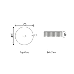 Otti Hudson Round Concrete Fluted White Basin 400mm