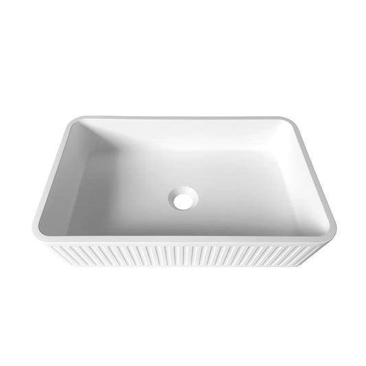 Otti Hudson Square Concrete Fluted White Basin 520x320x120mm