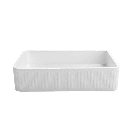 Otti Hudson Square Concrete Fluted White Basin 520x320x120mm