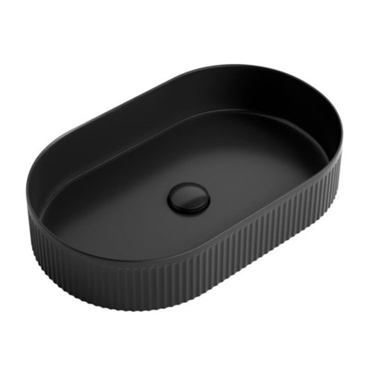 Otti Kensington Above Counter Basin Fluted Matte Black 560X350X120