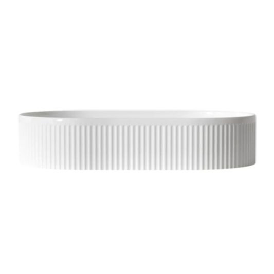 Otti Kensington Above Counter Basin Oval Fluted White 560X350X120 (Gloss & Matte Finish)