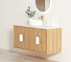 Otti Laguna Natural American Oak Wall Hung Vanity 1190x460x550mm