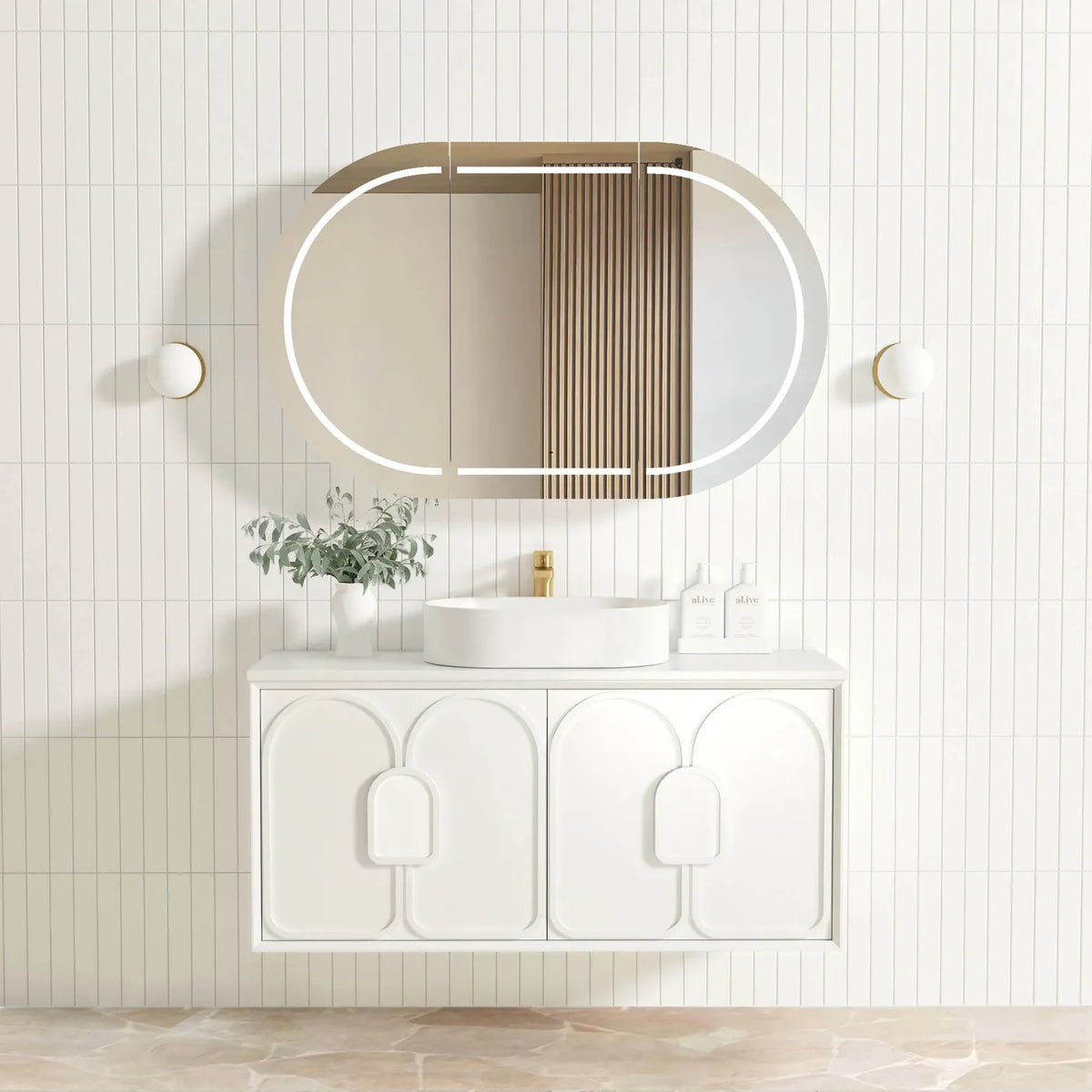 Otti Laguna Satin White Wall Hung Vanity 1190x460x550mm