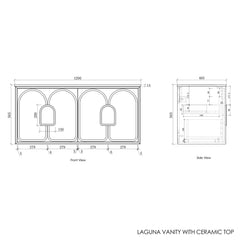 Otti Laguna Natural American Oak Wall Hung Vanity 1190x460x550mm