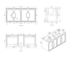 Otti Laguna Natural American Oak Wall Hung Vanity 1190x460x550mm