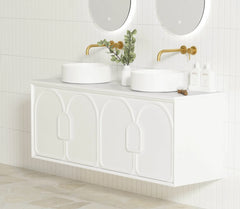 Otti Laguna Satin White Wall Hung Vanity 1490x460x550mm