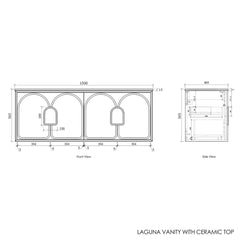 Otti Laguna Satin White Wall Hung Vanity 1490x460x550mm