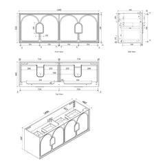 Otti Laguna Satin White Wall Hung Vanity 1490x460x550mm