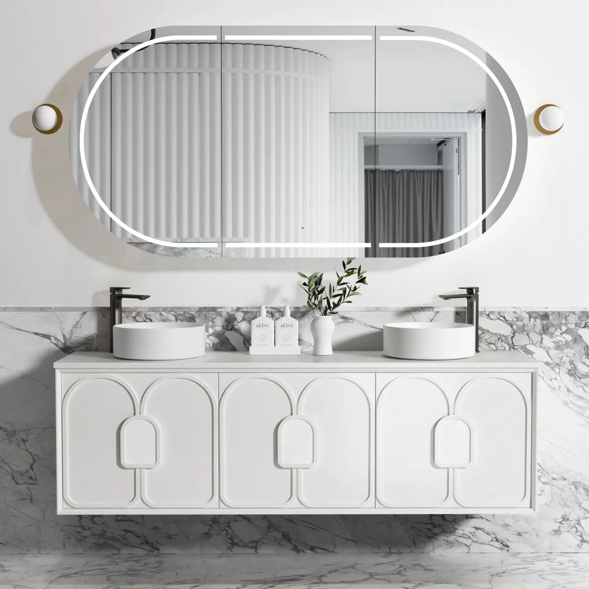 Otti Laguna Satin White Wall Hung Vanity 1790x460x550mm