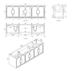 Otti Laguna Satin White Wall Hung Vanity 1790x460x550mm