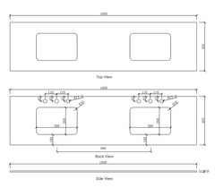 Otti Laguna Satin White Wall Hung Vanity 1790x460x550mm