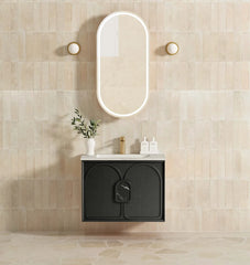 Otti Laguna Black American Oak Wall Hung Vanity 740x460x550mm