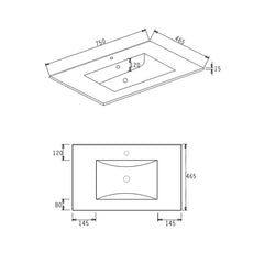 Otti Laguna Satin White Wall Hung Vanity 740x460x550mm