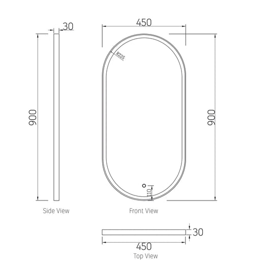 Otti LED Noosa 900x450 Black Metal Frame Mirror