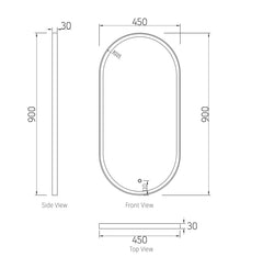 Otti LED Noosa 900x450 Black Metal Frame Mirror