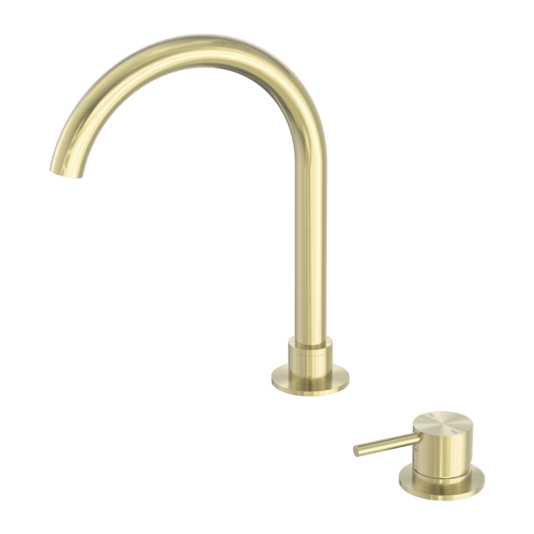 Nero Mecca Hob Basin Mixer Round Swivel Spout - Brushed Gold