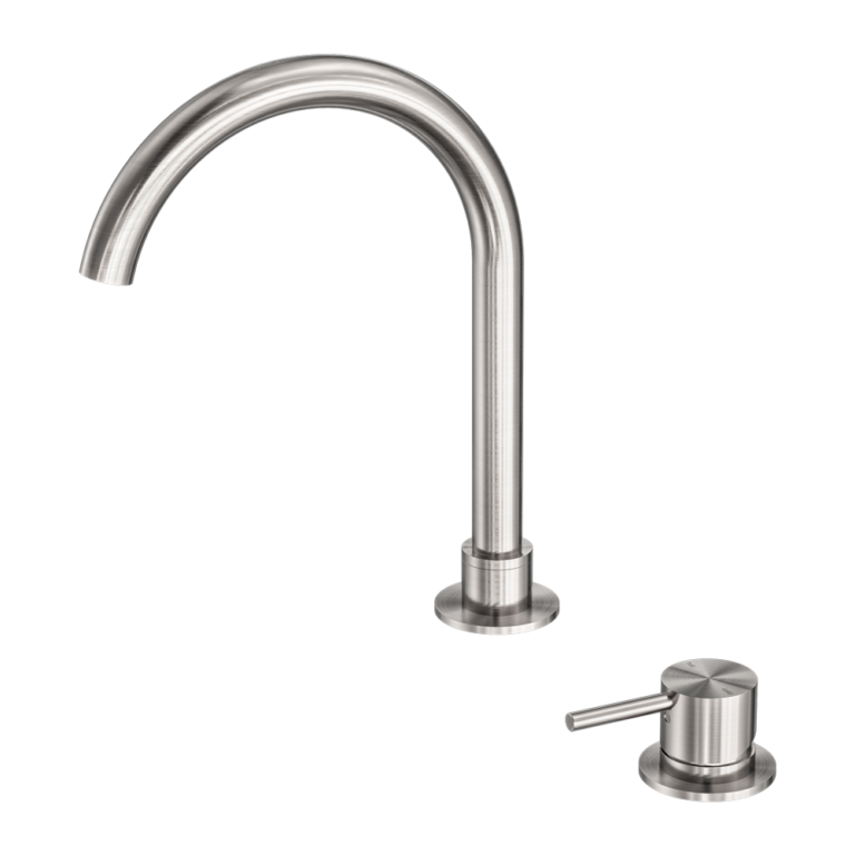 Nero Mecca Hob Basin Mixer Round Swivel Spout - Brushed Nickel
