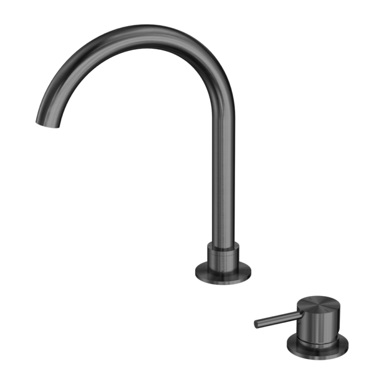 Nero Mecca Hob Basin Mixer Round Swivel Spout - Gun Metal