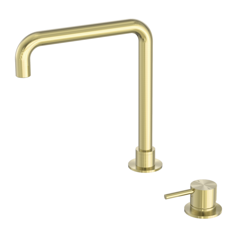Nero Mecca Hob Basin Mixer Square Swivel Spout - Brushed Gold