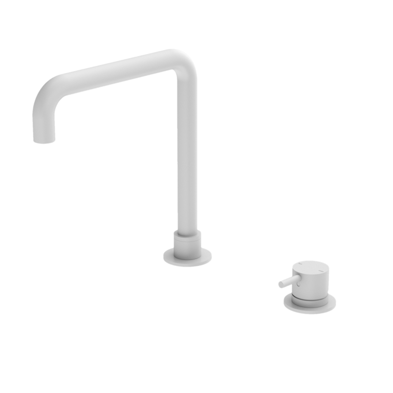 Nero Mecca Hob Basin Mixer Square Swivel Spout - Matte White