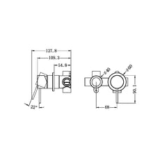 Nero Premium 35mm Universal Shower Mixer with Divertor Horizontal Body Only