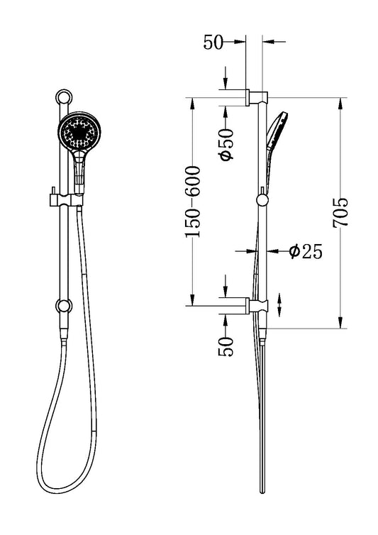 Nero Mecca Shower Rail With Air Shower II (Many Colours)