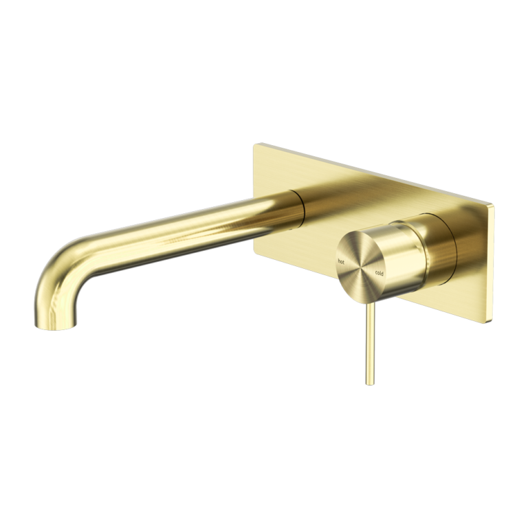 Nero Mecca Wall Basin/ Bath Mixer - Brushed Gold