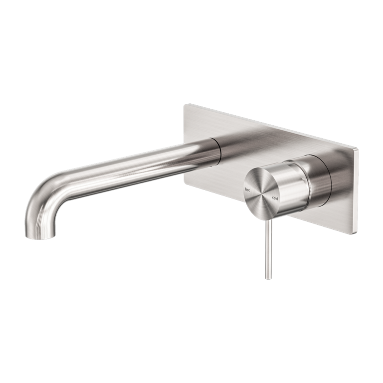 Nero Mecca Wall Basin/ Bath Mixer - Brushed Nickel