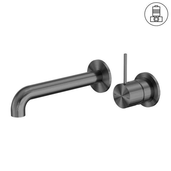 Nero Mecca Wall Basin/ Bath Mixer Separate Back Plate Handle Up - Gun Metal