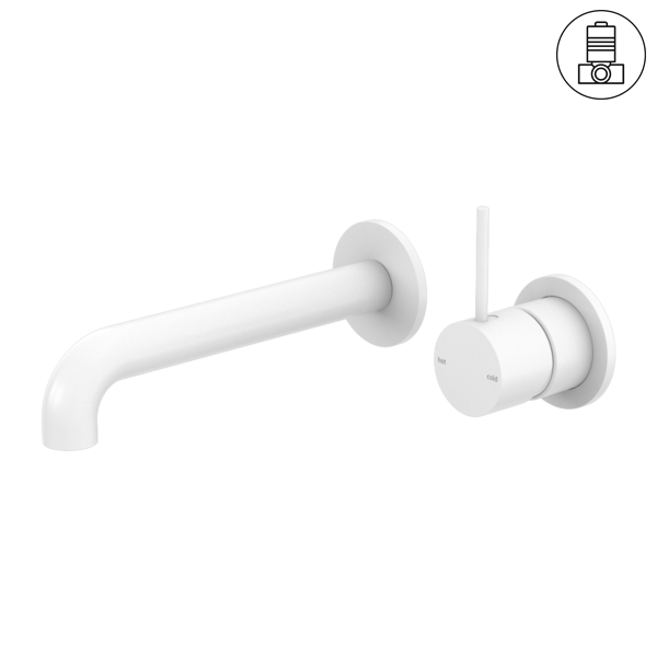 Nero Mecca Wall Basin/ Bath Mixer Separate Back Plate Handle Up - Matte White