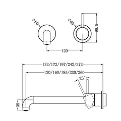 Nero Mecca Wall Basin/ Bath Mixer Separate Back Plate Handle Up (Many Colours & Sizes)