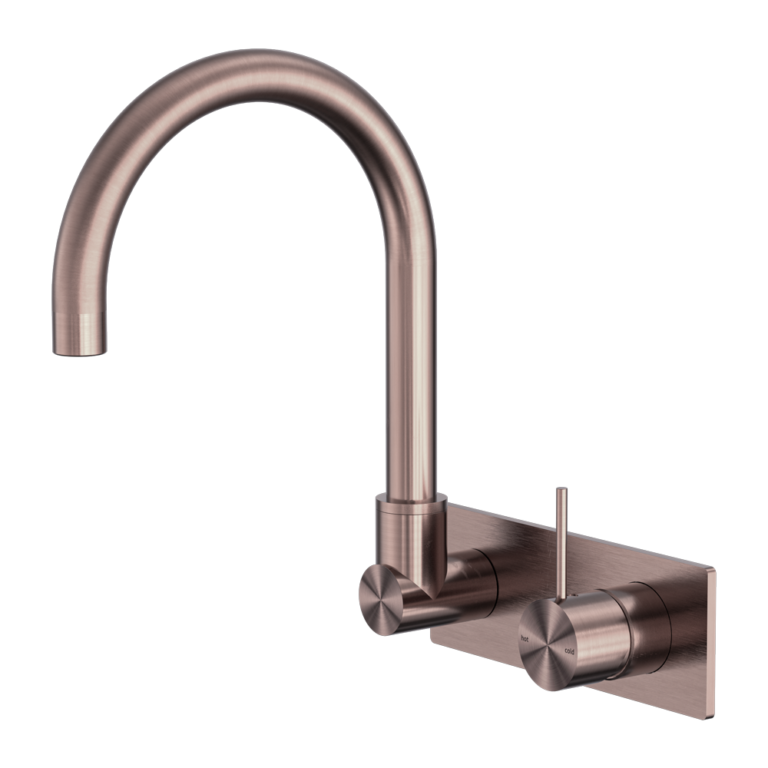 Nero Mecca Wall Basin/ Bath Mixer Swivel Spout Handle Up - Brushed Bronze