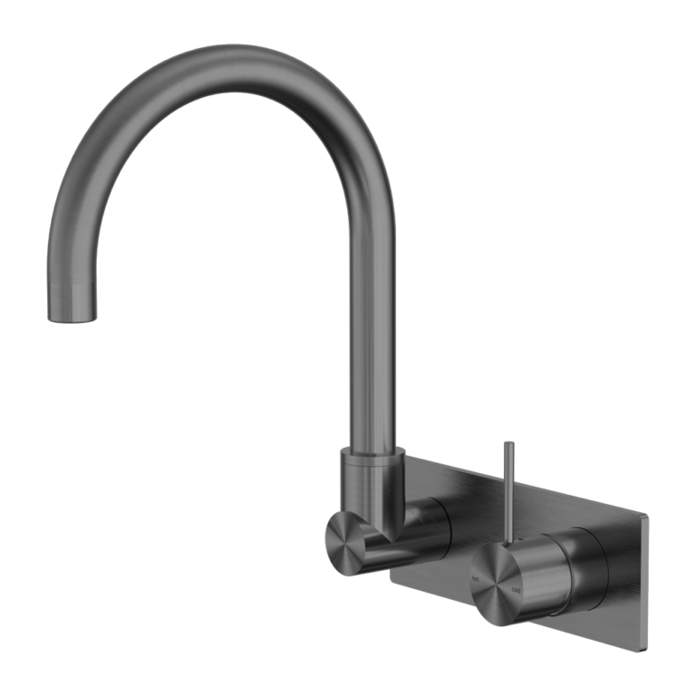 Nero Mecca Wall Basin/ Bath Mixer Swivel Spout Handle Up - Gun Metal