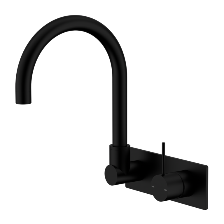 Nero Mecca Wall Basin/ Bath Mixer Swivel Spout Handle Up - Matte Black