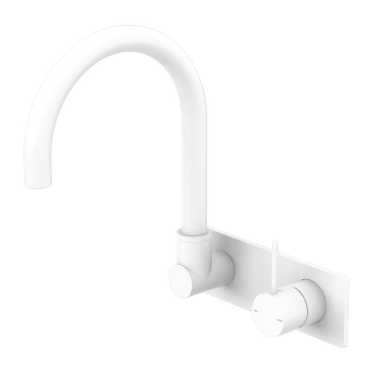 Nero Mecca Wall Basin/ Bath Mixer Swivel Spout Handle Up - Matte White