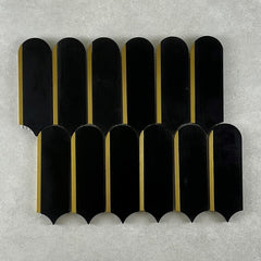 Marble Long Fan & Steel Nero Marquina Mosaic Tile 265x310