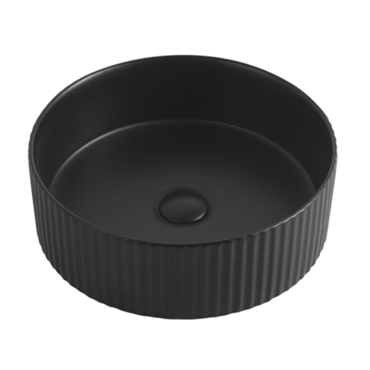 Otti Marlo Above Counter Basin Fluted Matte Black 400x400