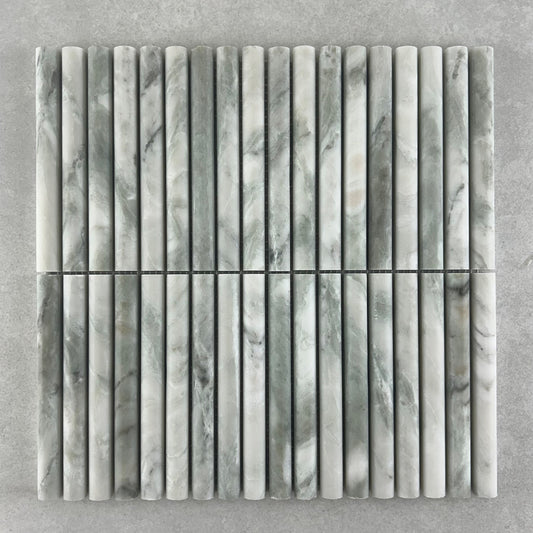 Marble Fluted Bamboo Mint Honed Mosaic