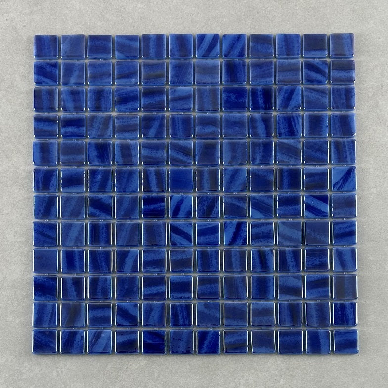Moana Blue Brush Glass Mosaic 25x25mm