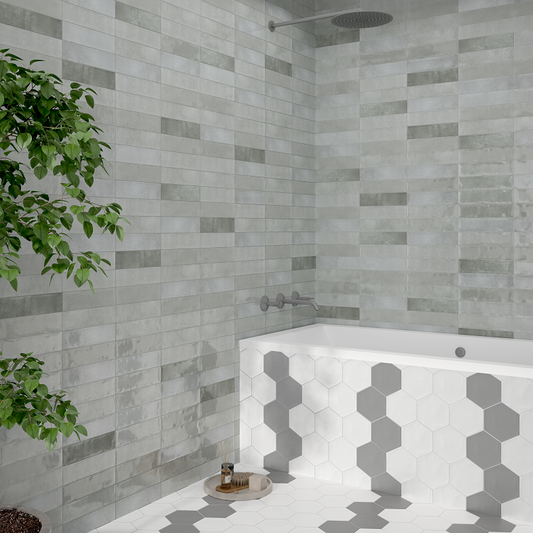 Mykonos Subway Tile Grey Gloss 75x300