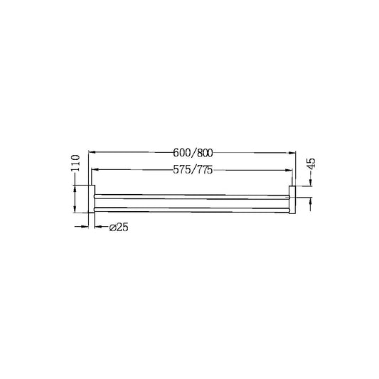 Nero Mecca Double Towel Rail 600mm New (Many Colours)