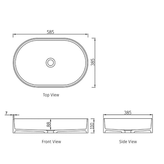 Otti Noosa Solid Surface Matte White Basin 585X385X110mm