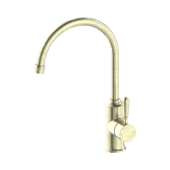Nero York Kitchen Mixer Gooseneck Spout With Metal Lever Brushed Nickel