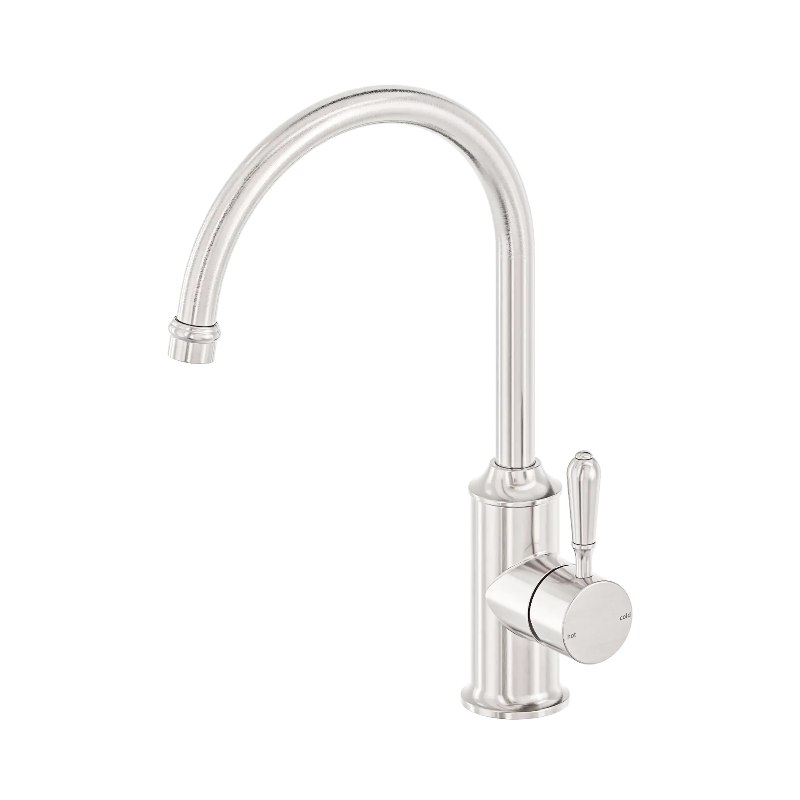 Nero York Kitchen Mixer Gooseneck Spout With Metal Lever Brushed Nickel